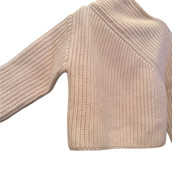 Zara Asymmetrical Soft Beige Ribbed Sweater Wool Blend - Picture 4 of 16
